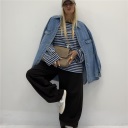 maglia con righe a contrasto oversize mocha